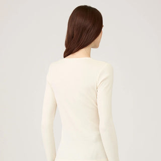 Sunspel Womens Rib L/S T-Shirt Ecru - Parasol Store