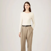 Sunspel Womens Rib L/S T-Shirt Ecru - Parasol Store