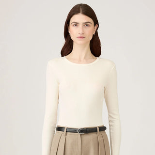 Sunspel Womens Rib L/S T-Shirt Ecru - Parasol Store