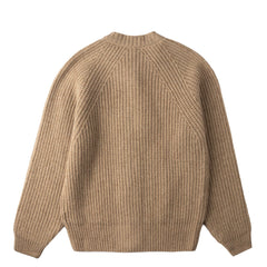 Sunspel Womens Ribbed Crew Neck Cardigan Mink - Parasol Store
