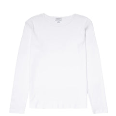 Sunspel Womens Ribbed Long Sleeve T-Shirt White - Parasol Store
