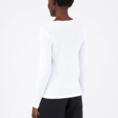 Sunspel Womens Ribbed Long Sleeve T-Shirt White - Parasol Store