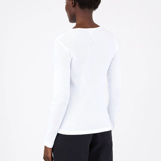 Sunspel Womens Ribbed Long Sleeve T-Shirt White - Parasol Store