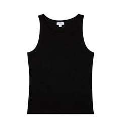 Sunspel Womens Ribbed Tank Top Black - Parasol Store