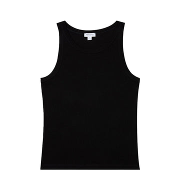Sunspel Womens Ribbed Tank Top Black