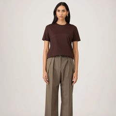 Sunspel Womens S/S Boy Fit T-Shirt Truffle - Parasol Store