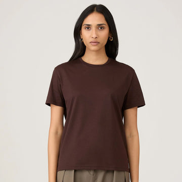 Sunspel Womens S/S Boy Fit T-Shirt Truffle - Parasol Store