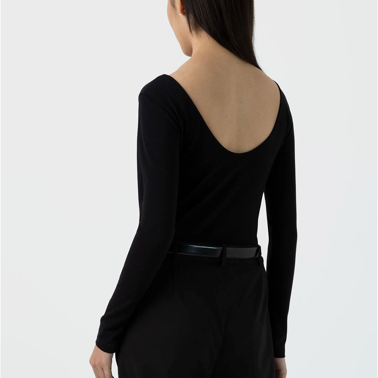 Sunspel Womens Scoop Back Top Black - Parasol Store