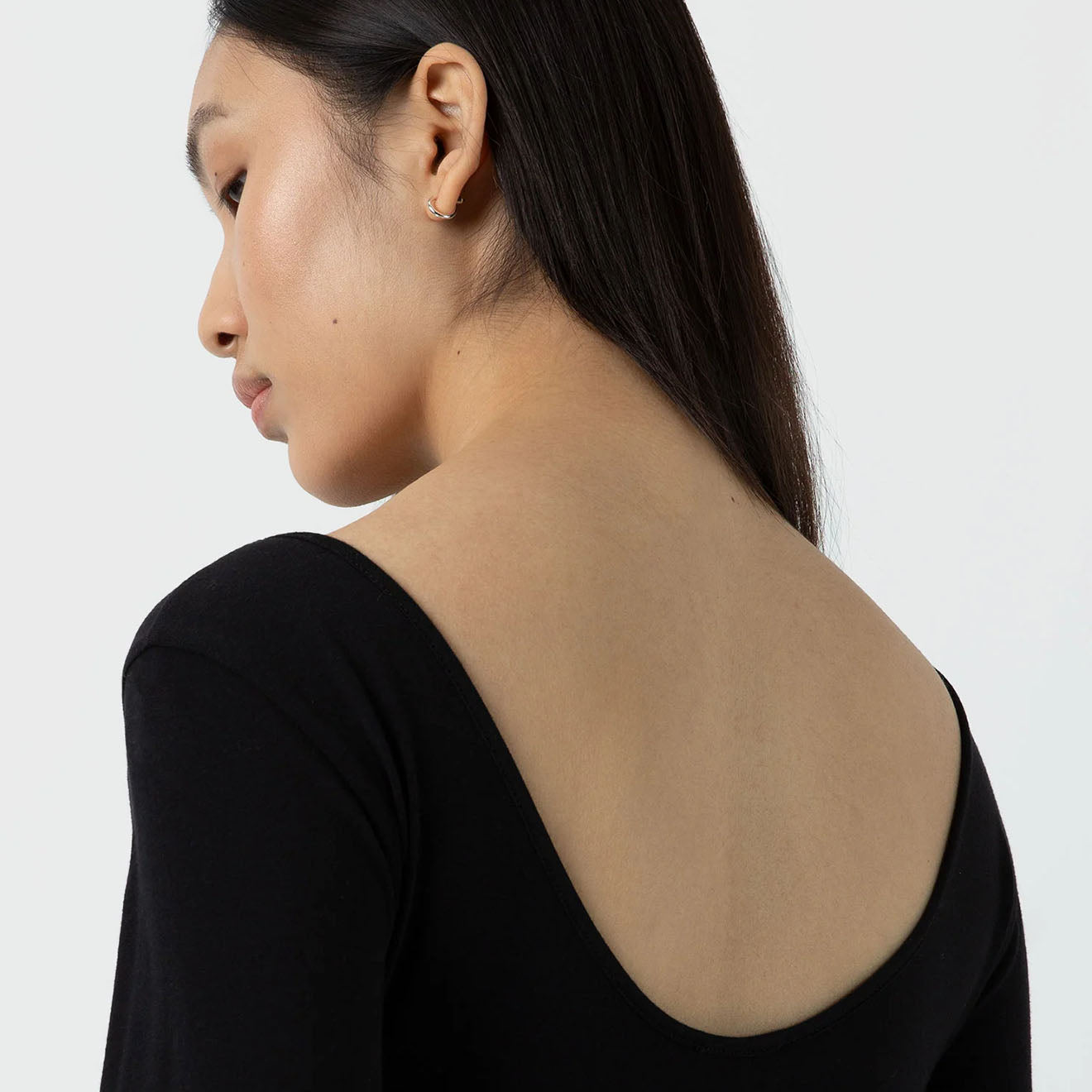 Sunspel Womens Scoop Back Top Black - Parasol Store