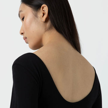 Sunspel Womens Scoop Back Top Black - Parasol Store