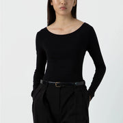 Sunspel Womens Scoop Back Top Black - Parasol Store