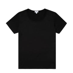 Sunspel Womens Scoop T-Shirt Black - Parasol Store