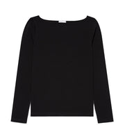Sunspel Womens Slash Neck L/S Top Black - Parasol Store