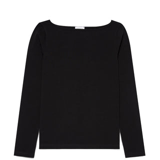 Sunspel Womens Slash Neck L/S Top Black - Parasol Store