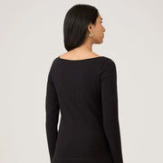 Sunspel Womens Slash Neck L/S Top Black - Parasol Store