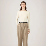 Sunspel Womens Slash Neck L/S Top Ecru - Parasol Store