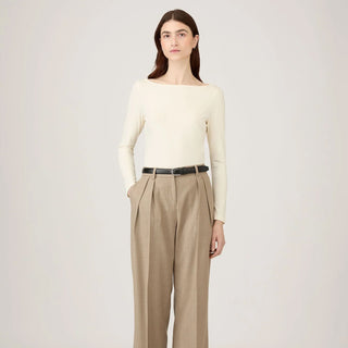 Sunspel Womens Slash Neck L/S Top Ecru - Parasol Store