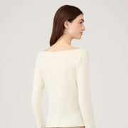 Sunspel Womens Slash Neck L/S Top Ecru - Parasol Store