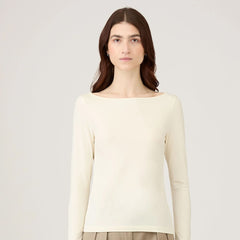 Sunspel Womens Slash Neck L/S Top Ecru - Parasol Store
