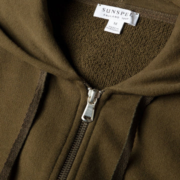 Sunspel Zip Hoody Loden Green