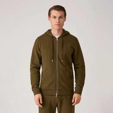 Sunspel Zip Hoody Loden Green