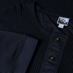 Sunspel x Nigel Cabourn Mesh Henley T-Shirt Navy - Parasol Store