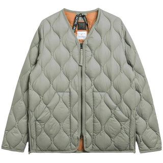 Taion Womens Military V Neck W-Zip Down Jacket Dark Sage Green - Parasol Store