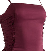 Damson Madder Angelina Cotton Satin Dress Fig - Parasol Store