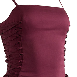 Damson Madder Angelina Cotton Satin Dress Fig - Parasol Store