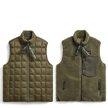 Taion Down Boa Reversible Vest Olive / Dark Olive Taion