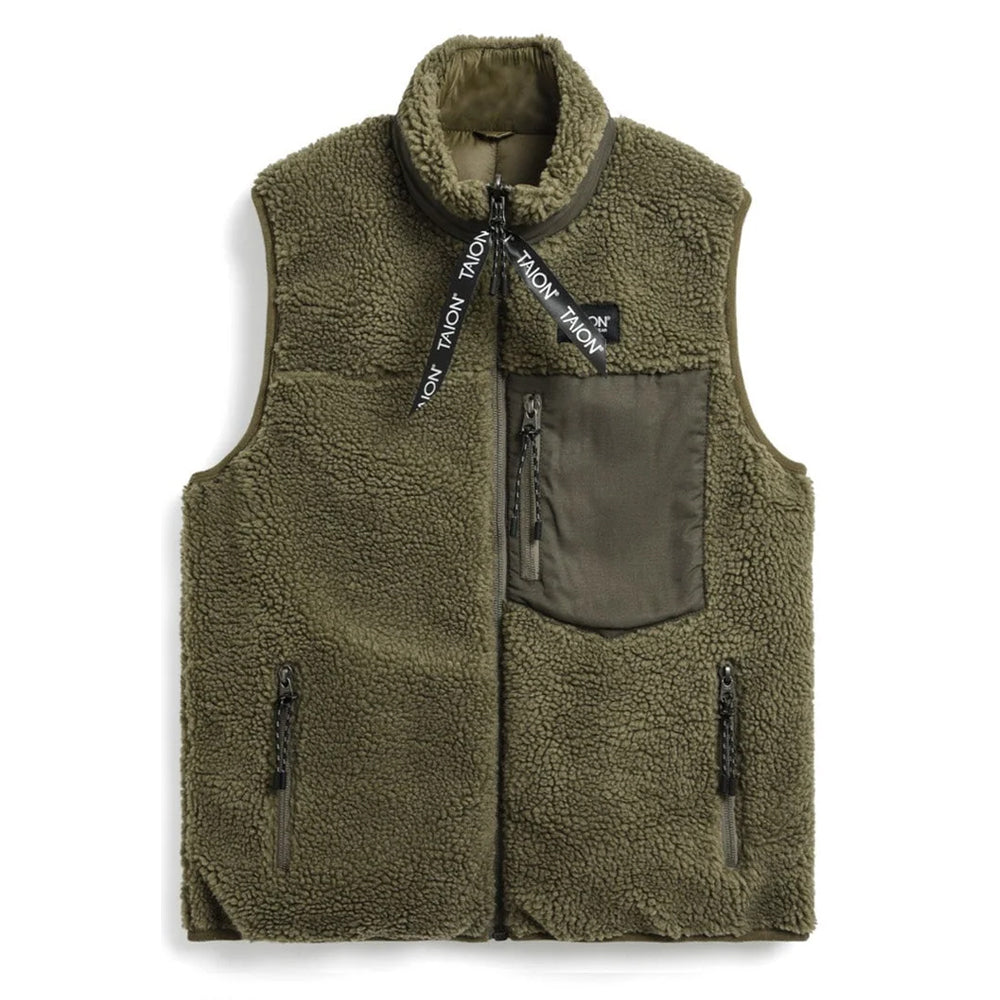 Taion Down Boa Reversible Vest Olive / Dark Olive Taion