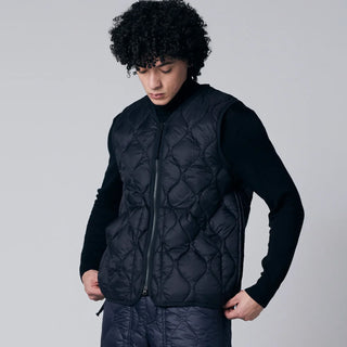 Taion Military V-Neck W-Zip Down Vest Soft Shell Dark Navy