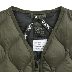Taion Military V-Neck W-Zip Down Vest Soft Shell Olive - Parasol Store