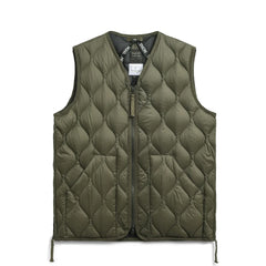 Taion Military V-Neck W-Zip Down Vest Soft Shell Olive - Parasol Store