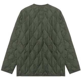 Taion Military Zip V Neck Down Jacket Olive Taion