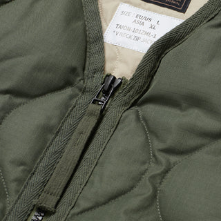 Taion Military Zip V Neck Down Jacket Olive Taion