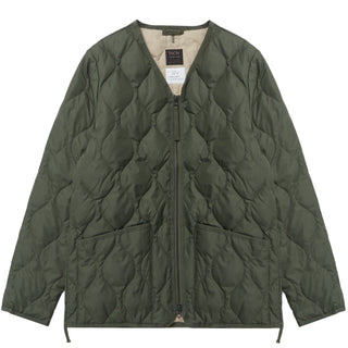 Taion Military Zip V Neck Down Jacket Olive Taion