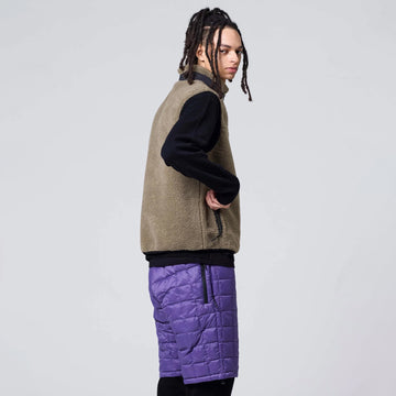 Taion Mountain W-Zip Boa Hi Neck Vest Dark Beige / Black