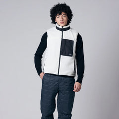 Taion Mountain W-Zip Boa Hi Neck Vest Dark Beige / Black - Parasol Store