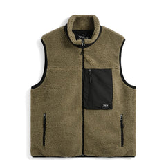 Taion Mountain W-Zip Boa Hi Neck Vest Dark Beige / Black - Parasol Store