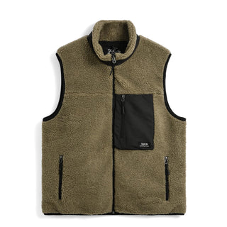 Taion Mountain W-Zip Boa Hi Neck Vest Dark Beige / Black