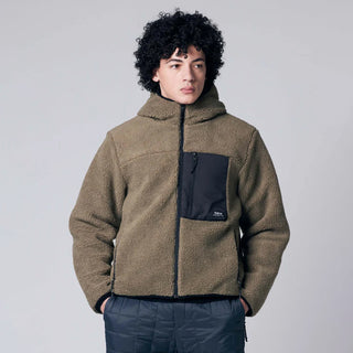 Taion Mountain W-Zip Boa Hood Jacket Dark Beige / Black
