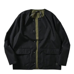 Taion Non Down Military Reversible Crew Neck Cardigan Black - Parasol Store