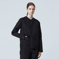 Taion Non Down Military Reversible Crew Neck Cardigan Black - Parasol Store
