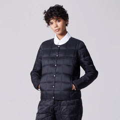 Taion Womens Crew Neck Button Down Jacket Black - Parasol Store
