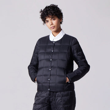 Taion Womens Crew Neck Button Down Jacket Black