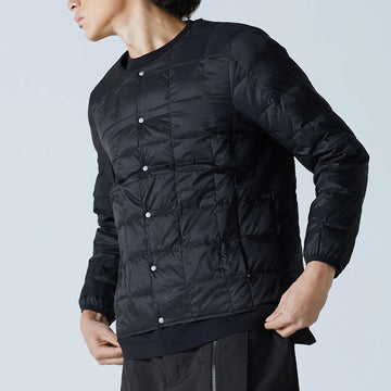 Taion Womens Crew Neck Button Down Jacket Black