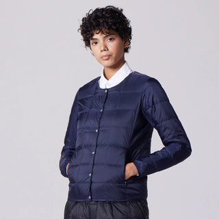 Taion Womens Crew Neck Button Down Jacket Khaki Leopard