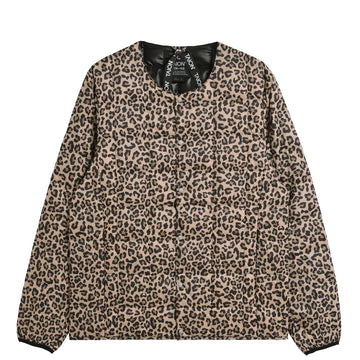 Taion Womens Crew Neck Button Down Jacket Khaki Leopard