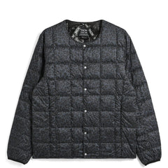 Taion Womens Crewneck Button Down Jacket Black Leopard